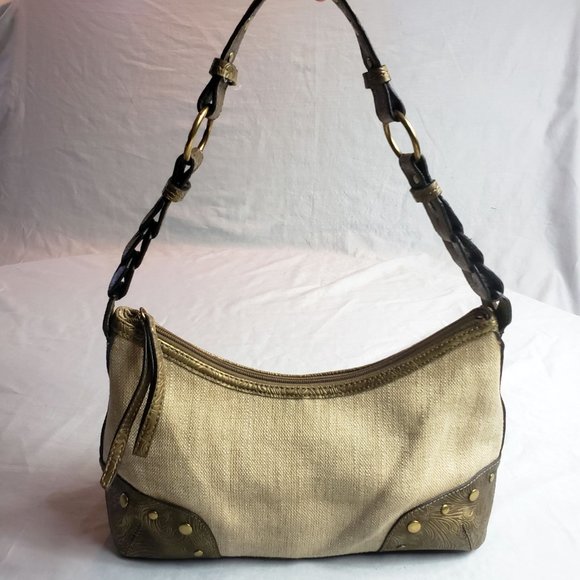 Relic Women's Cream Leather Studded Lined Canvas Purse Shoulder Bag - Picture 12 of 12